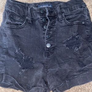 High waisted black jean shorts